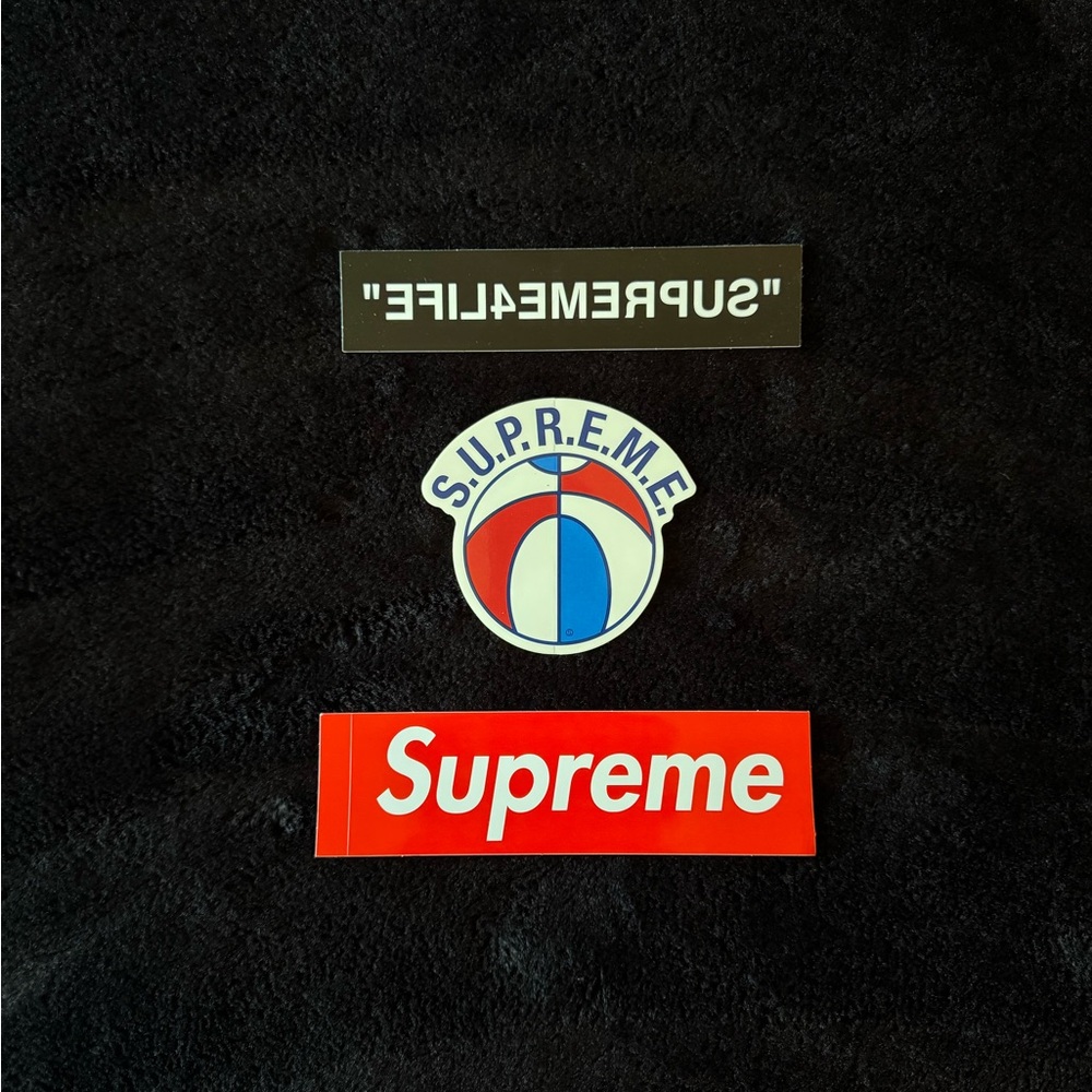 Supreme Sticker Trio in Black, Red, and Blue